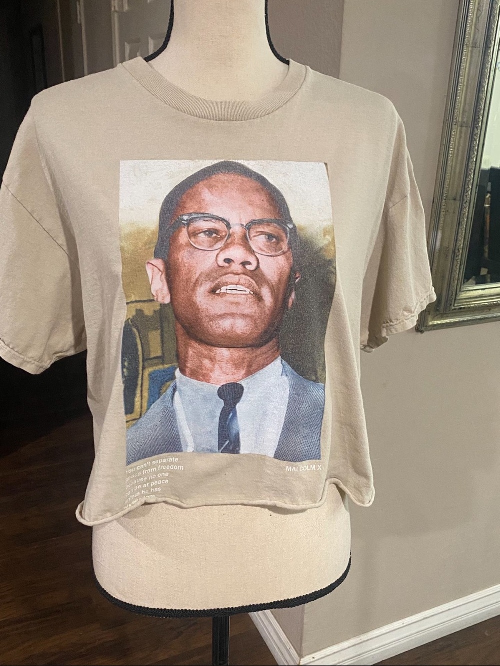 Malcolm X Beige Cropped Women’s Tee